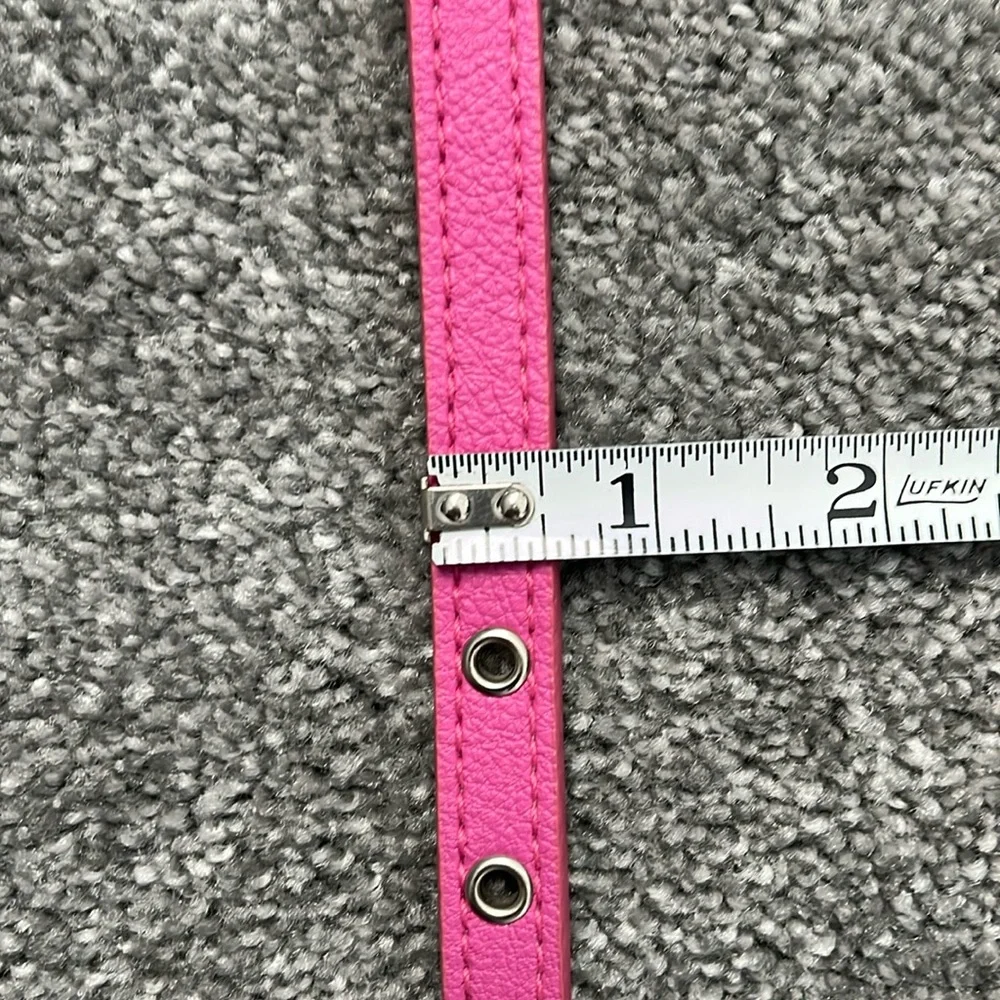 CALVIN KLEIN pink double-buckle skinny belt with silver hardware - size M medium - Picture 4 of 7